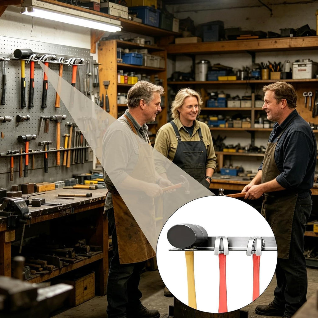  Générique Utility Hammer Holder, Workshop Utility Wall Mount, 17.5 Inches Efficiency With Slot Design, Solid Iron Gear Rail, Storage Device With Modern Finish, Tool Organization For Shed And Factory