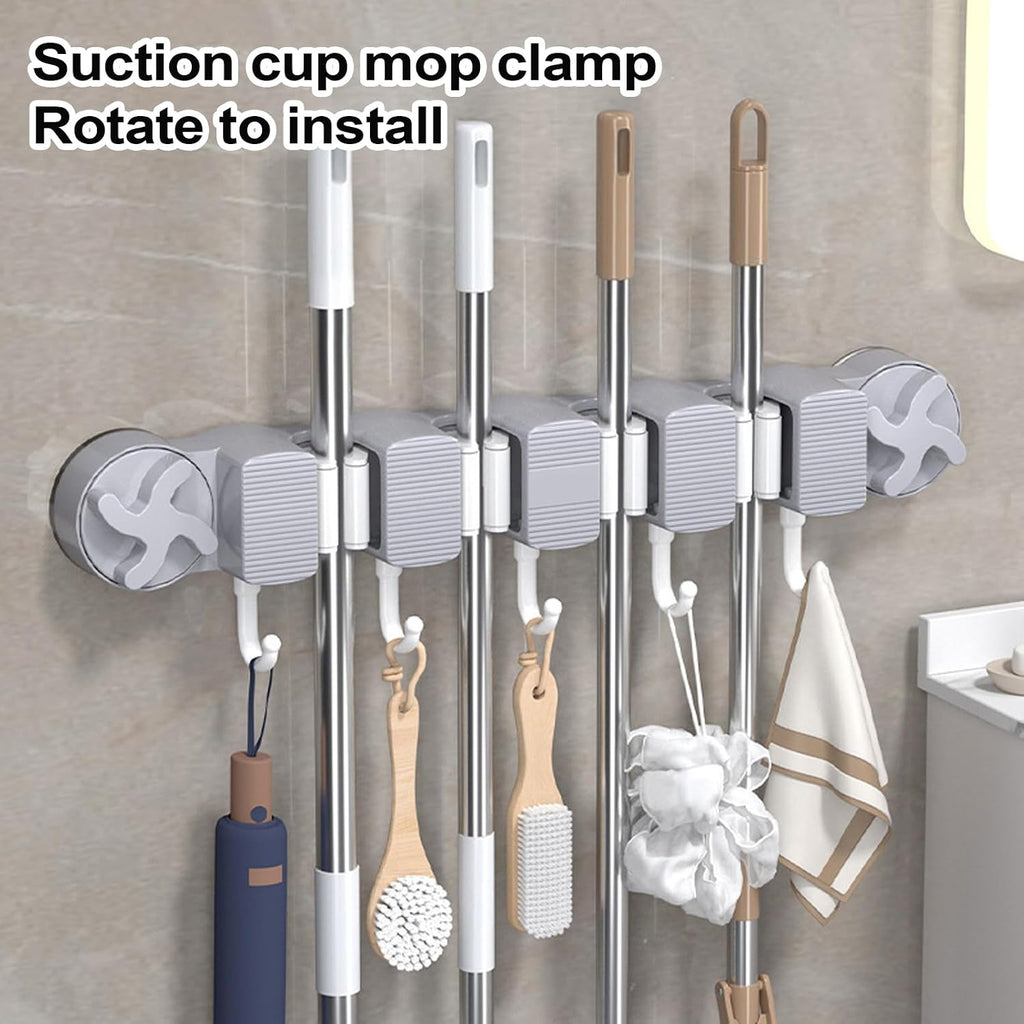  Support Murale Pour Balai - Support De Rangement Murale Avec Ventouses - Organisateur Outils Pour Balai Pelle Torchon Chiffon Gants Brosse