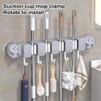  Support Murale Pour Balai - Support De Rangement Murale Avec Ventouses - Organisateur Outils Pour Balai Pelle Torchon Chiffon Gants Brosse
