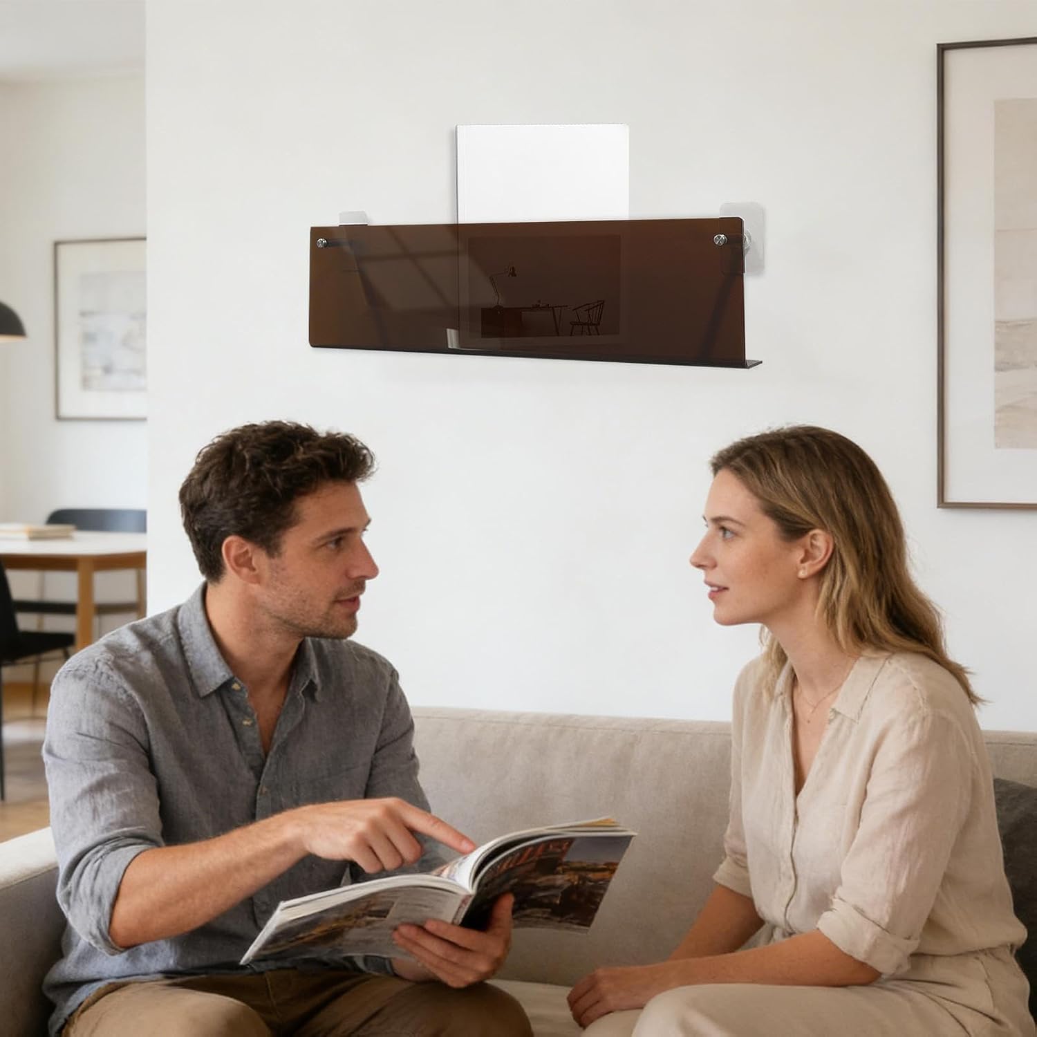 GENERIC Support D'album, étagère Multifonction Adhésive Transparente, Support Pour Album De Disques Avec Construction Robuste, Accessoire De Rangement Sans Perforation, Organiseur De Maison Avec Installation