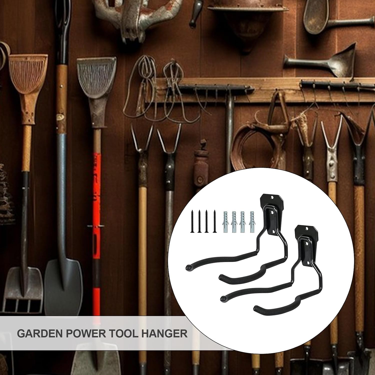  Porte-Outil De Jardin Pour Outils Électriques,Noir Anti-Rouille Multifonction Économiseur D'Espace | Suspension Pour Outils | Organisateur Polyvalent Gain De Place Avec Crochets Pour Système De Rangem