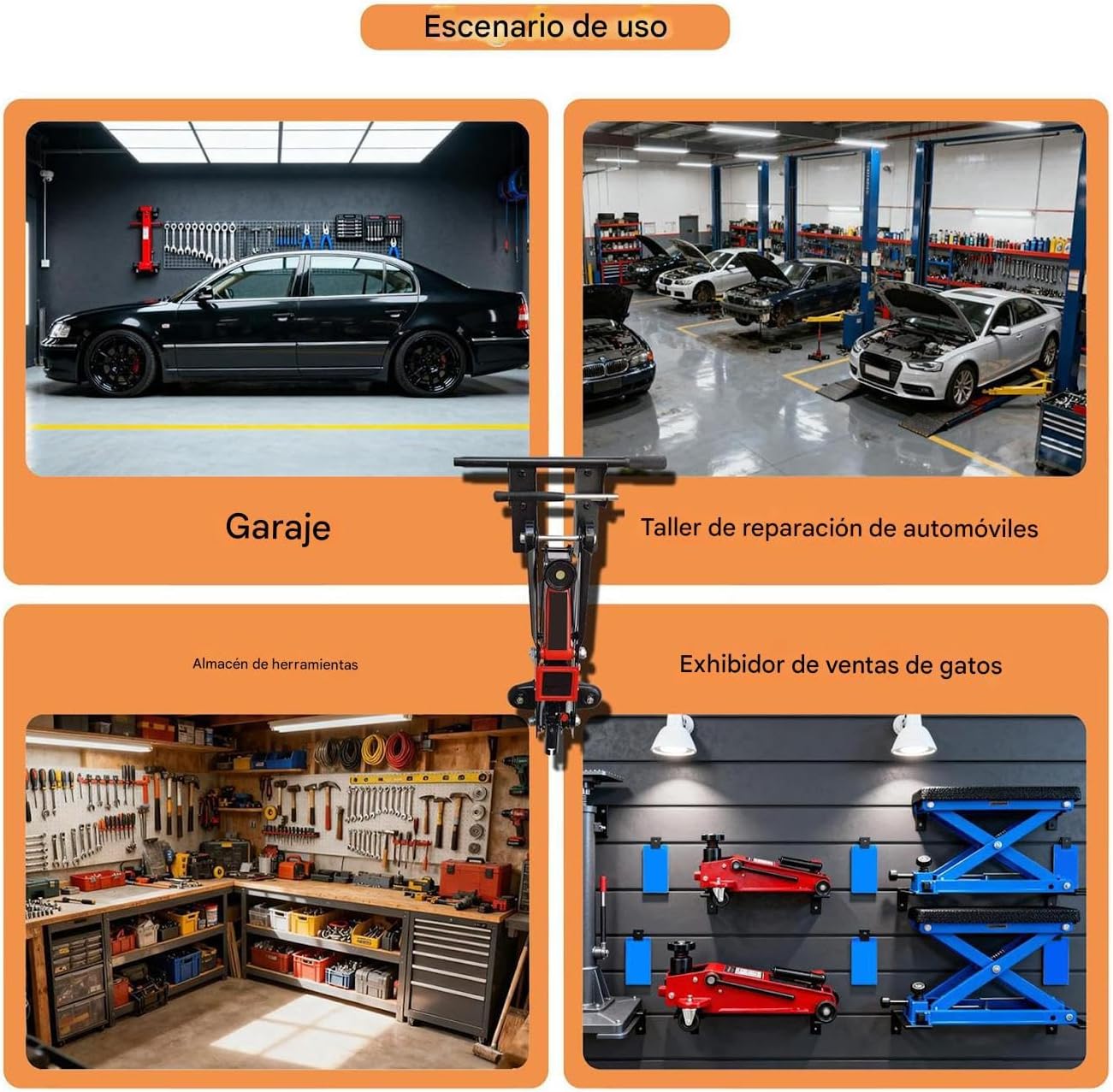 Genérico Support Mural Pour Cric Hydraulique - Organisateur De Service Lourd économiseur D'espace, Organisateur D'étagère Pour Supports De Chat | Pour Garage, Atelier, Maison, Magasin De Réparation Mécanique