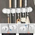  Support Mural Robuste Pour Balai Et Balai Avec 4 Supports Et 5 Crochets Pour La Maison, La Cuisine, Le Jardin, Les Outils, Le Garage