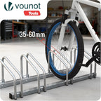  Vounot® Râtelier Vélo 4 Vélos Range Vélo Système Range Vélo Rangement Pour Vélo Support Pour Bicyclette Sol Ou Mural En Acier Revêtu Support De Rangement Vélo Jardin Ou Garage Râtelier Familial