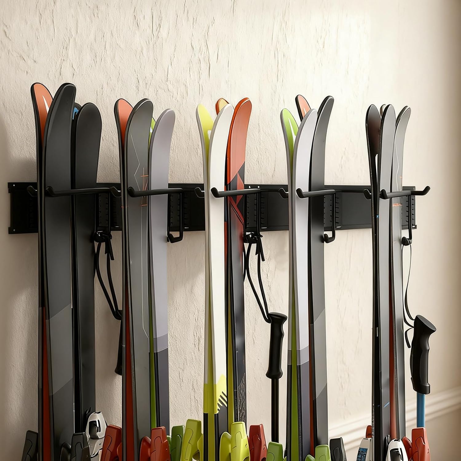 GENERIC Porte-skis Pour Garage, Système D'organisation De Matériel Antidérapant Robuste, Système De Rangement Mural Pour Skis, Pour équipement D'hiver, Support De Planche à Roulettes, Accessoires De Sport