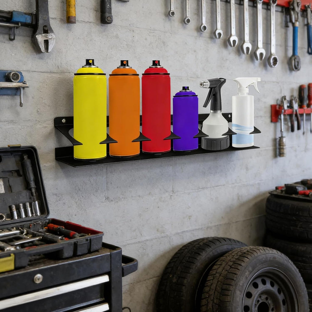 GENERIC Organiseur Mural Iron Art à 6 Emplacements, 49 X 7,5 X 8 Cm, Support Mural Pour Bouteille Industrielle, Gain De Place, 950 G, Diamètre Du Trou De 2,75 Pour Magasin Automobile Et Atelier