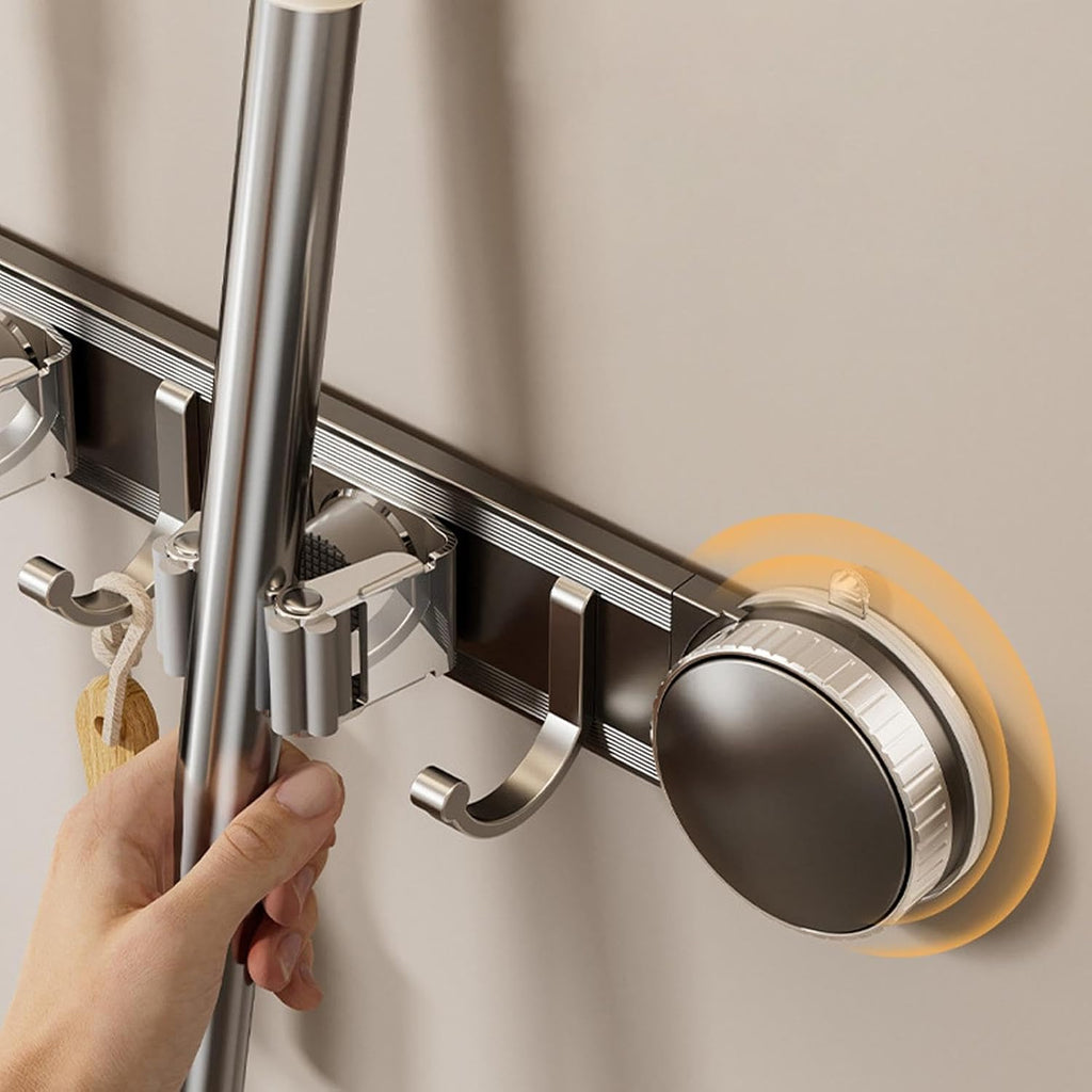  Générique Support Mural Pour Porte-balai – Organisateur à Ventouse Robuste | Support à Outils De Nettoyage Antirouille, Système De Stockage De Vadrouille Peu Encombrant, Solide Et Sécurisé