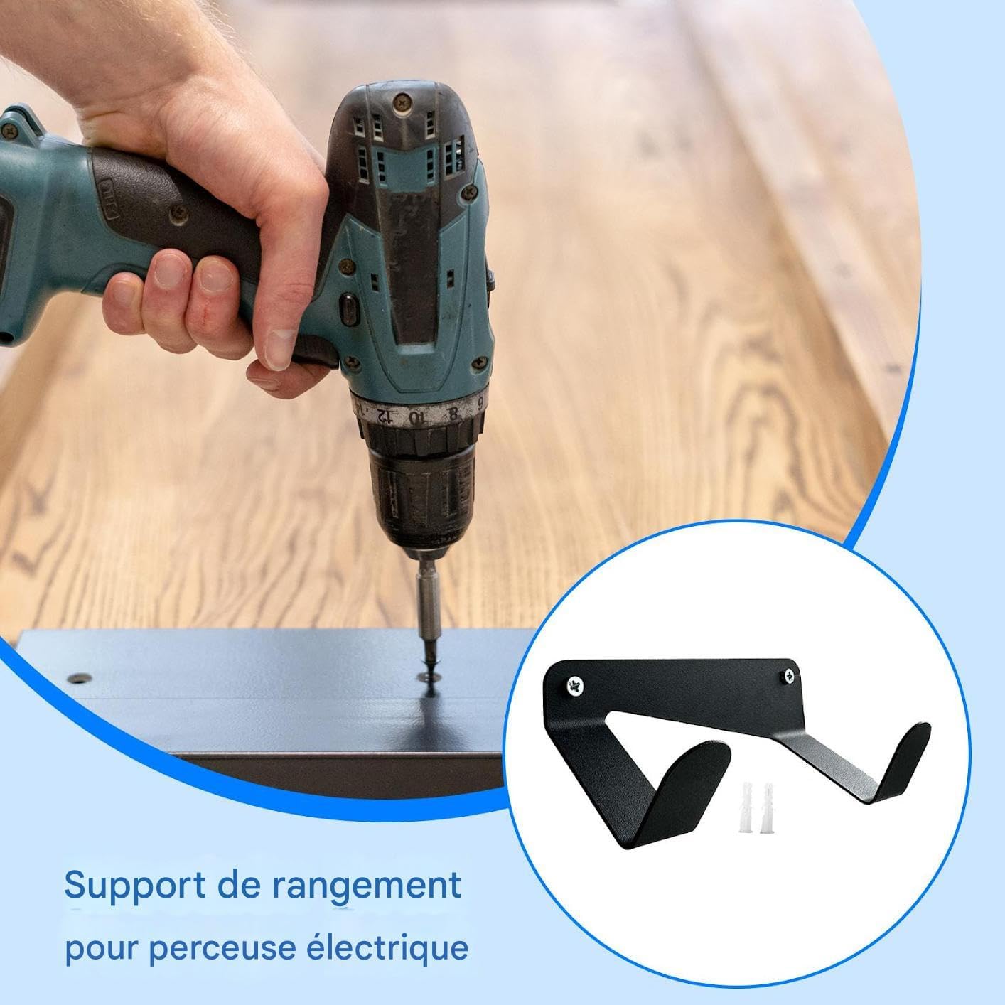  Générique Porte-Perceuse Mural, Support Mural Pour Outils Électroportatifs, Étagère Universelle Pour Garage Atelier Réparation Automobile Maison Chantier Abri