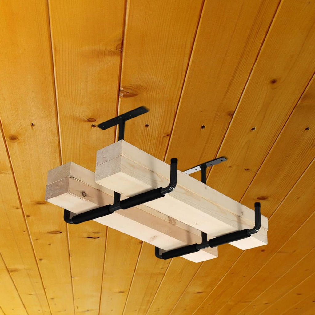  Générique Rack De Rangement Suspendu Pour Garage,2 Pièces Supports Organisateurs En T | Stockage Au Plafond Du Garage,Pour Vélo, Échelle, Bois, Pelles, Perches, Cannes À Pêche, Skis, Sous-Sol,