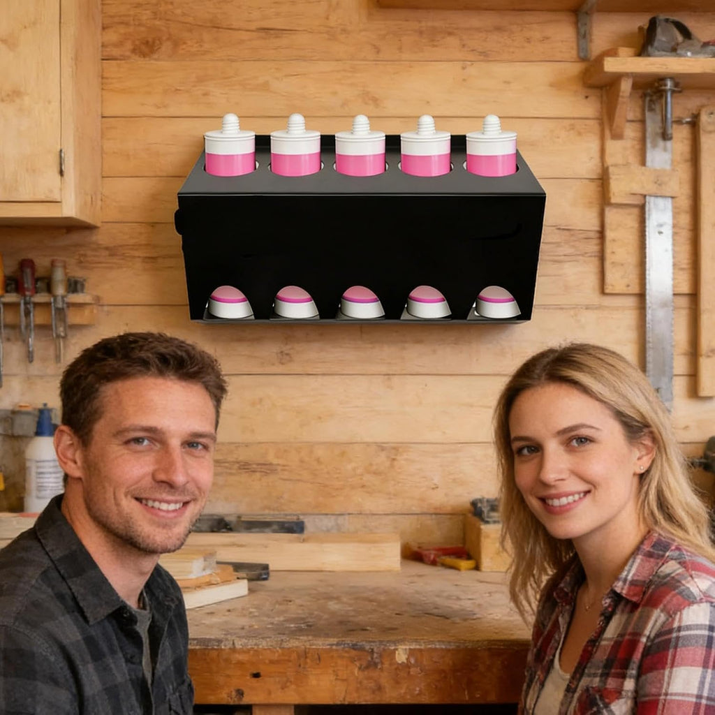 GENERIC Support Mural Pour Tube De Calfeutrage – 5 Emplacements De Rangement Pour Tube De Mastic – Organiseur Mural Pour Plombiers, électriciens, Bricoleurs, Charpentiers, Maison, Garage, Chantier, Magasin