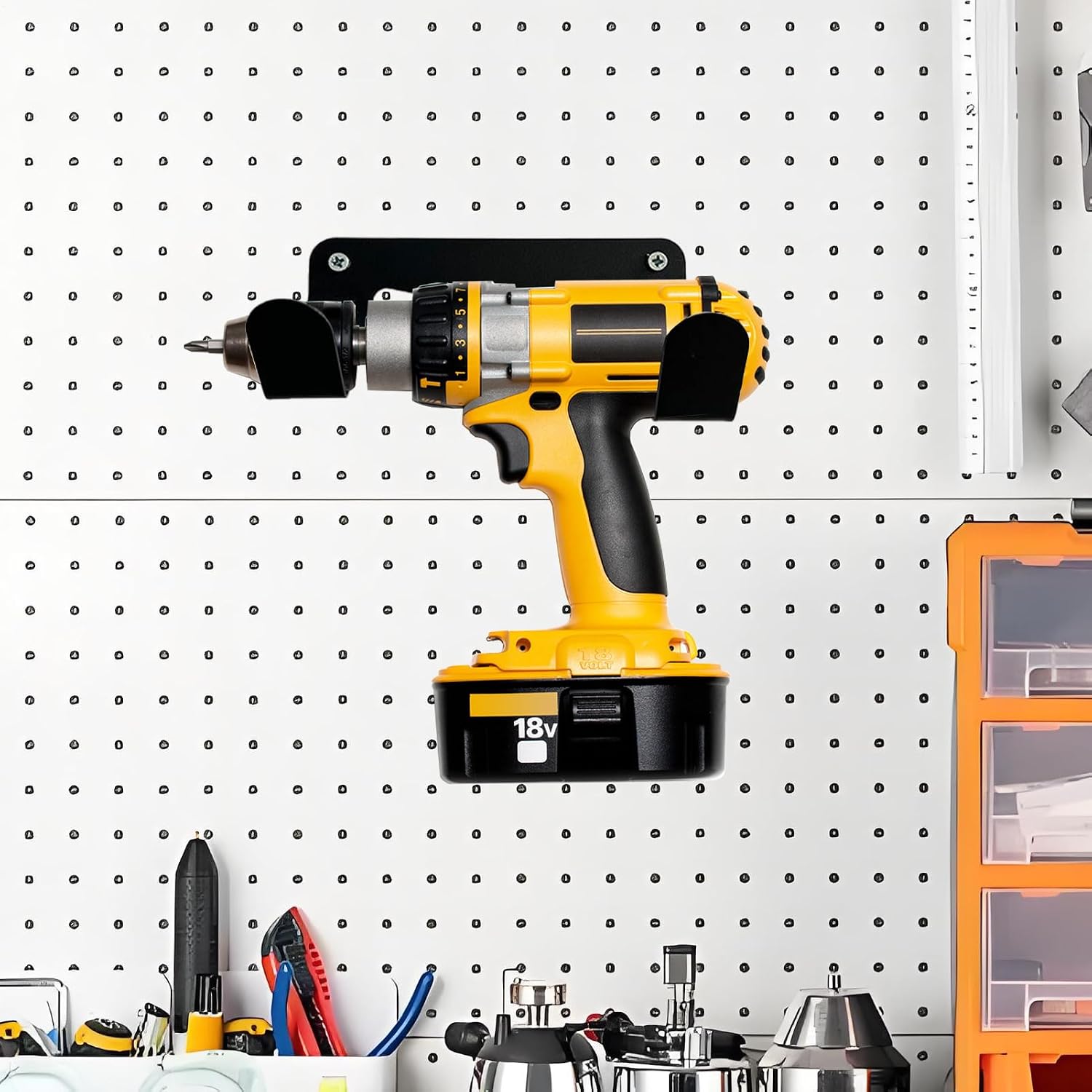  Générique Porte-Perceuse Mural | Organisateur Outils Sans Fil Pour Mur,Étagère Utilitaire Robuste Pour Garage, Maison, Atelier, Remise, Camion De Service, Garage De Réparation Auto