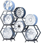  Générique Support De Rangement Pour Jantes De Pneus Robuste, Support Hexagonal Empilable En Acier, Pour Atelier De Réparation Automobile Et Abri Auto (3 Cadres + 1 Base)