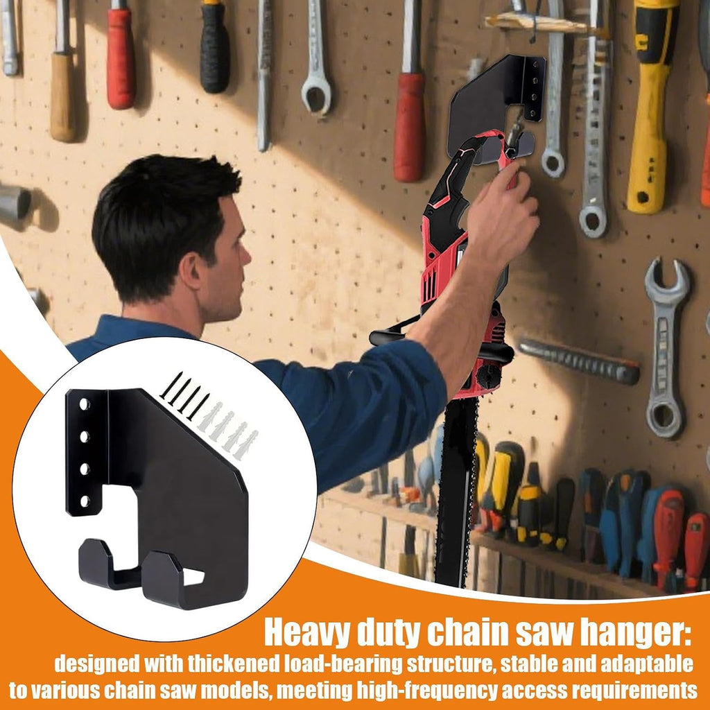  Générique Chainsaw Holder, Heavy Duty Tool Organizer, Space Saving Wall Mount Rack, Compact Steel Construction, Easy Installation For Garage Workshop Garden Equipment Storage