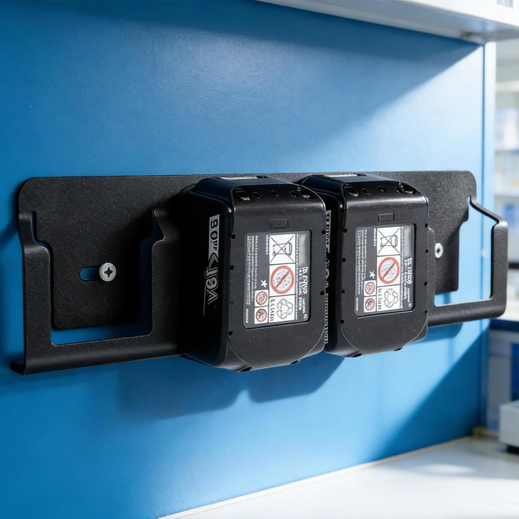GENERIC Organiseur De Piles Mural En Acier Massif Robuste à 4 Emplacements – Support Mural Pour Piles 18 V, Pour Salon, Chambre à Coucher, étude, Garage, Maison, Bureau, Intérieur