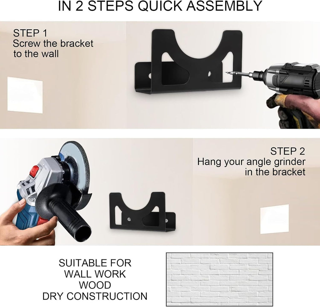  Support Mural Pour Meuleuse D'angle, Cadre En Acier Robuste, Support De Serré, Rangement D'outils électriques Pour Clé, Perceuse, Polisseuse, Garage, Organisation D'atelier, 12 X 4 X 7 Cm