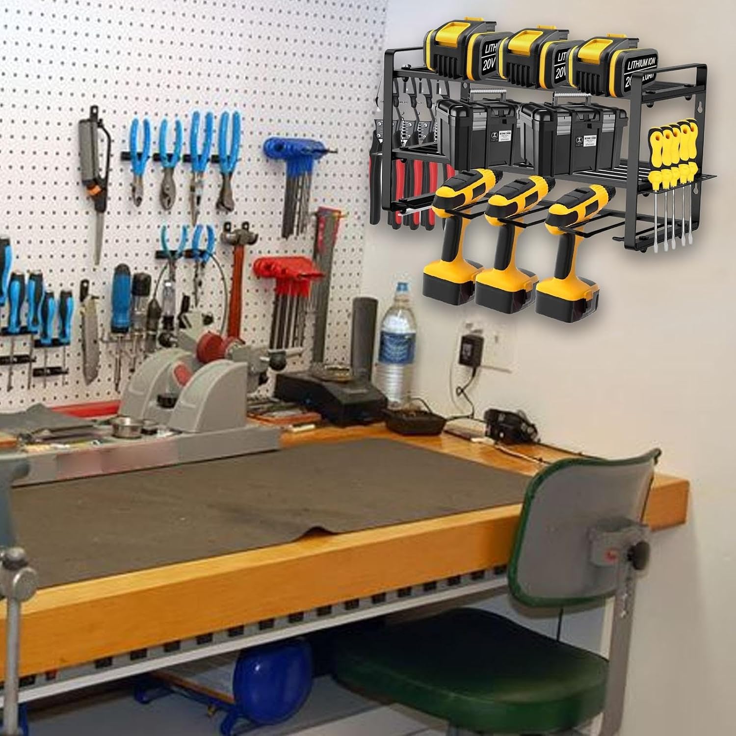  Power Tool Organizer | 3-Layer Wall-Mounted Tool Storage Shelf | Power Tool Organizer Shelf | Modular Heavy-Duty Electric Tool Organizer For Workshop, Shed, And Basement