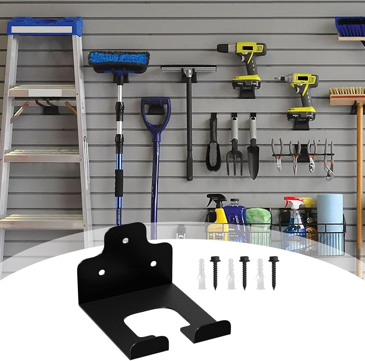 GENERIC Support Pour Débroussailleuse | Support En Acier Inoxydable Pour économiser De L'espace – Support De Rangement Pour Outils De Jardin – Pour Pelle, Râteau, Serpillère, Perceuse, Câble, équipement