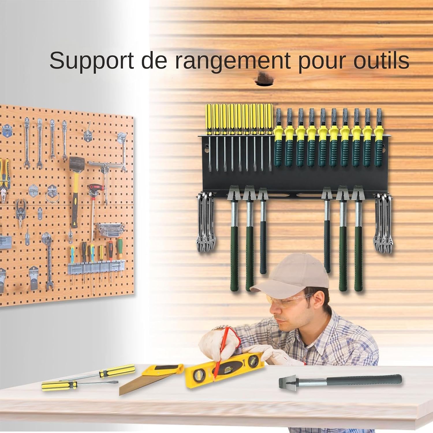  Metal Workshop Organizer, Hand Tool Storage, Tool Storage For Workshop, Garage Organization Rack, Workshop Screw Organizer, Pliers And Wrench Holder, Tool Organizer For Home 42.9x9x13.4cm