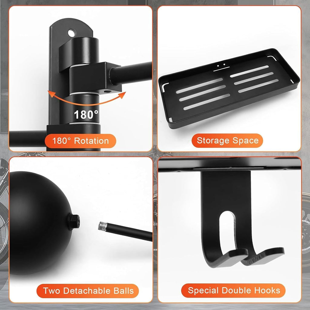  Porte-casaque De Moto, Support De Casque De Moto À 180 °, Porte-casqueur En Métal Rotatif, Larges Applications, Facile À Installer, 30 Cm, Pour Les Moteur De Matériel D'équipement Club Bike Shop Man C