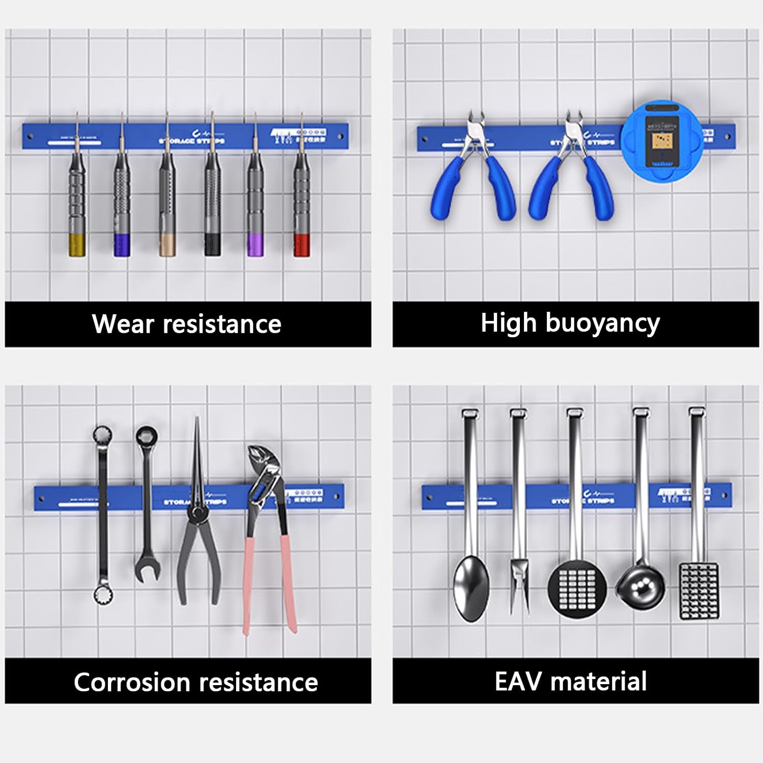 GENERIC Porte-outils Magnétique, Organiseur Mural De Garage Acier Inoxydable, Haute Résistance, Peu Encombrant, Pour Abri De Jardin Et Accessoires De Magasin, 24 X 2 X 1 Cm, établi, Cuisine, Appartement