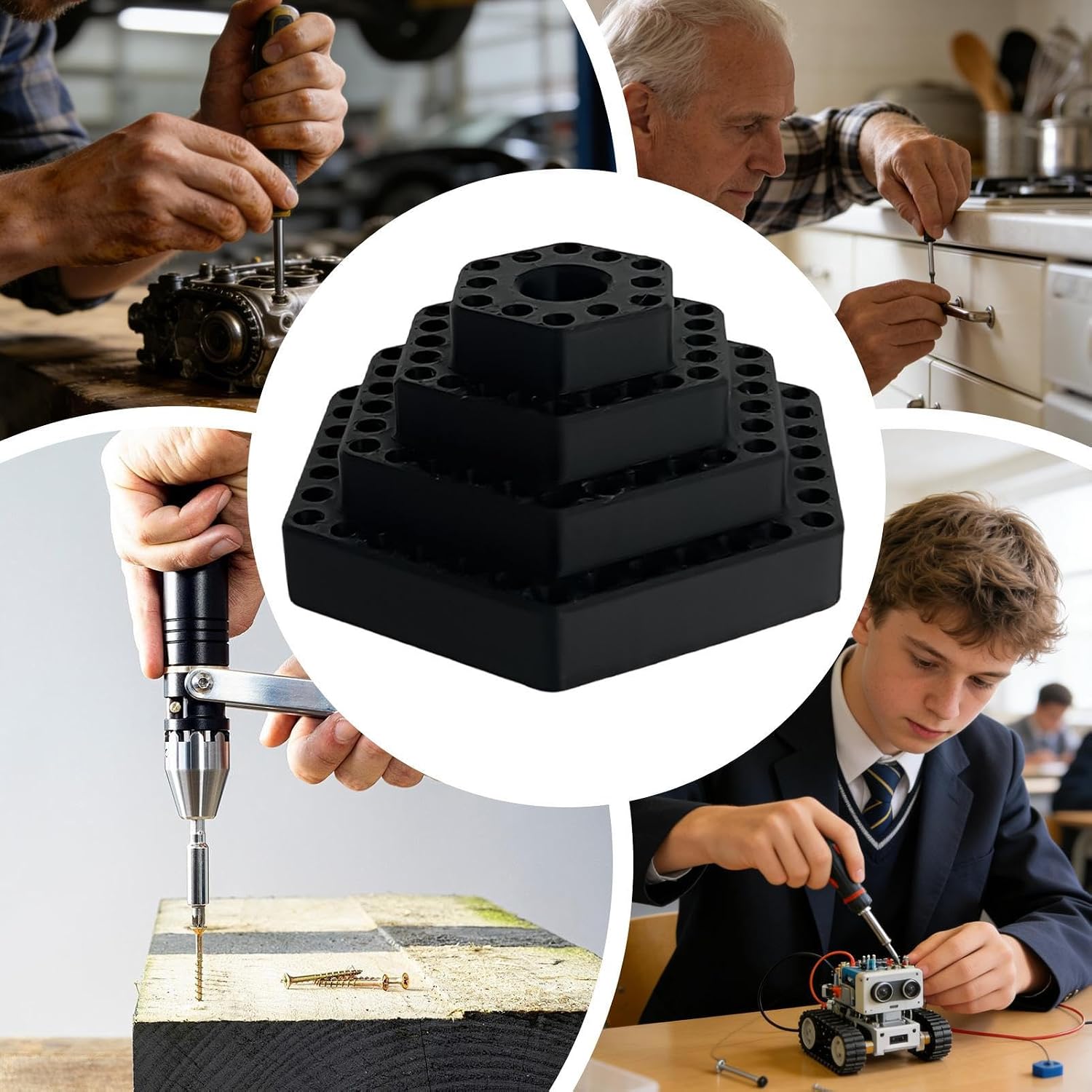  Générique Porte-Forets,Organisateur Pour Hexagonaux 4.8 Mm - Support D'de Vis | Pour Garage, Travail Du Bois, Outils Électriques, Construction, Placoplâtre, Charpentier, Maison