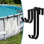  Crochets Pour Clôture De Piscine | 2 Supports Métalliques Robustes Réglables | Crochet Pour Perche De Piscine à 2 Niveaux,Pour Outils Tuyau Râteau Épuisette Brosse Écumoire Serviettes Balustrade