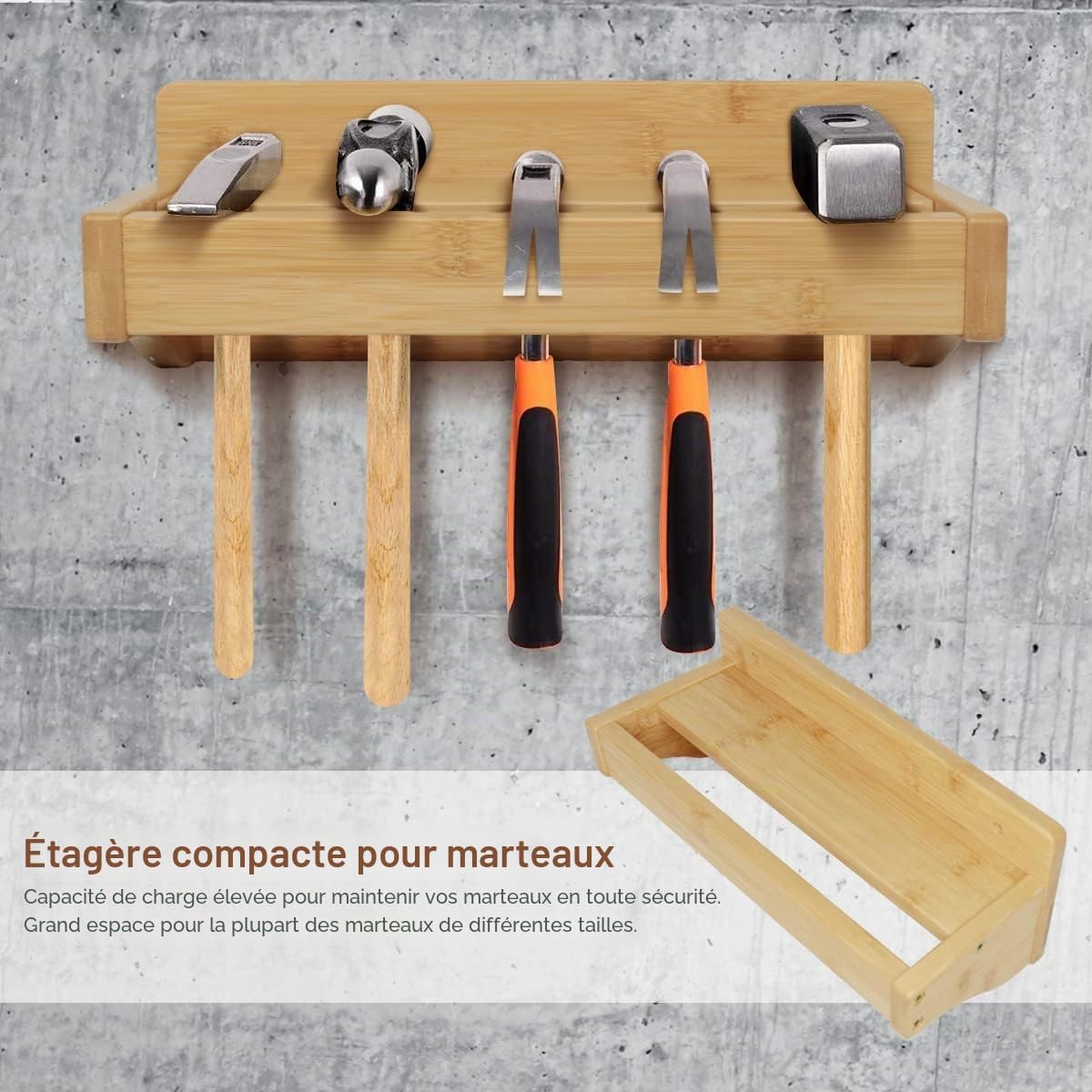  Lot De 3 Supports Muraux Pour Tournevis, Pinces En Bambou, Marteau, Outils De Rangement Pour Garage, Atelier