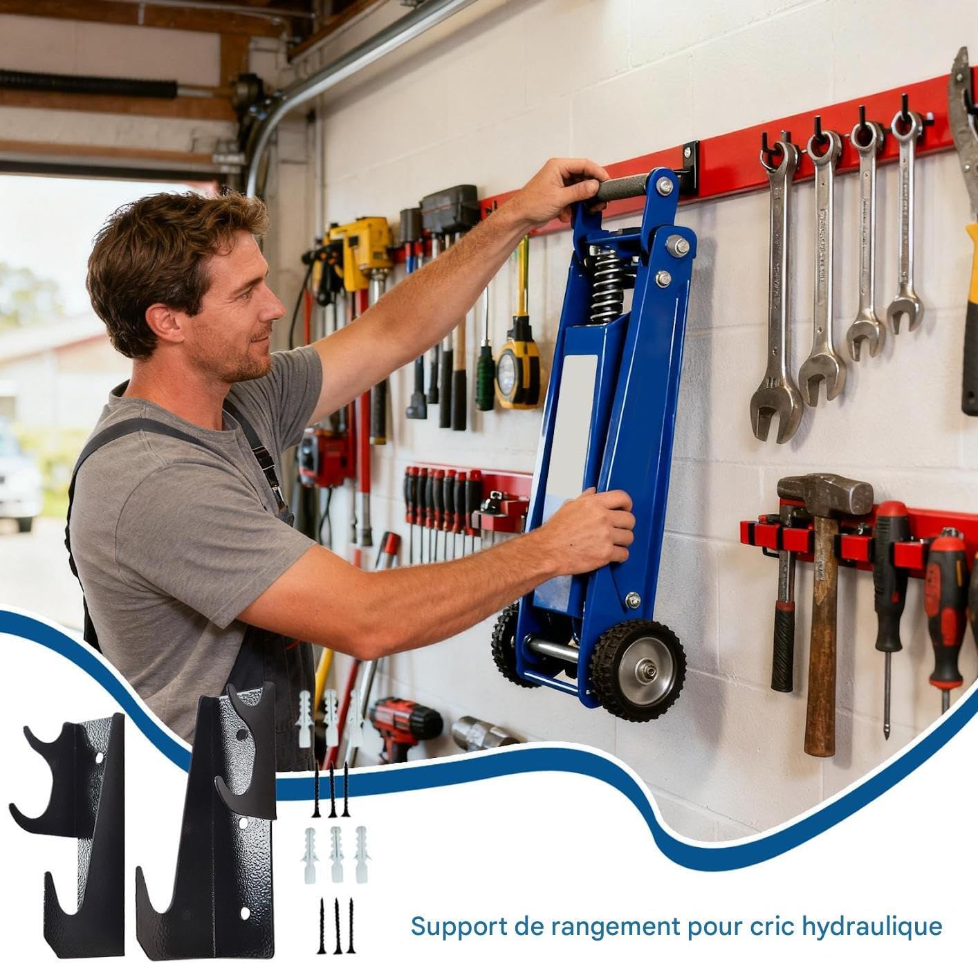  Support De Cric De Sol,Organisateur Robuste Gain De Place,Porte-Supports Pour Cric Hydraulique Roulant | Pour Garage Atelier Abri Maison Salle D Outils Local De Réparation Mécaniciens