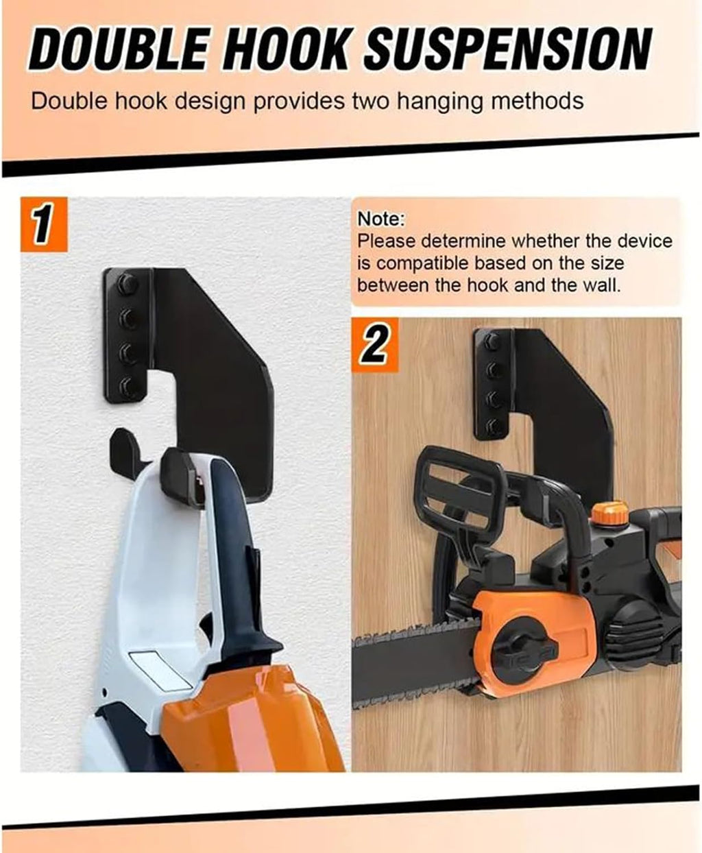  Générique Chainsaw Mount Holder, Heavy Duty Carbon Steel Garden Tool Organizer, Multi Functional Chainsaw Storage Shelf, Space Saving Wall Rack For Workshop, Garage, Outdoor, And More