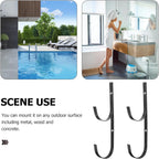  Cabilock Crochets En Fer Noir Multi-fonction Pour Poteau De Piscine Lot De 2 Double Crochet Support Extérieur Pour Accrocher Maillots Et Accessoires De Piscine