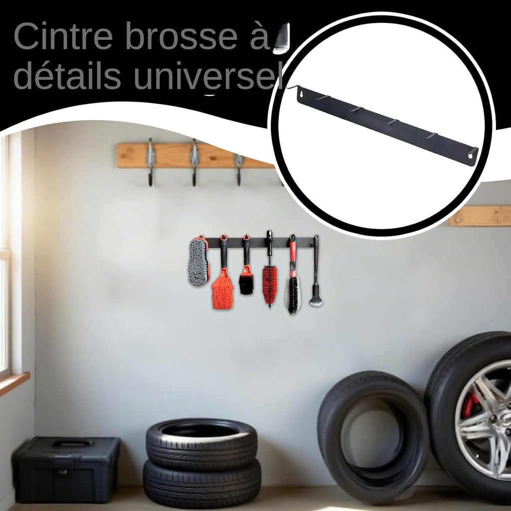  Générique Organisateur De Brosses De Détail - Crochet Pour Brosses De Détail Auto En Acier Inoxydable - Rack Compact Pour Outils Garage Atelier Maison Auto Nettoyage Roues Boîte à Outils Détaillants