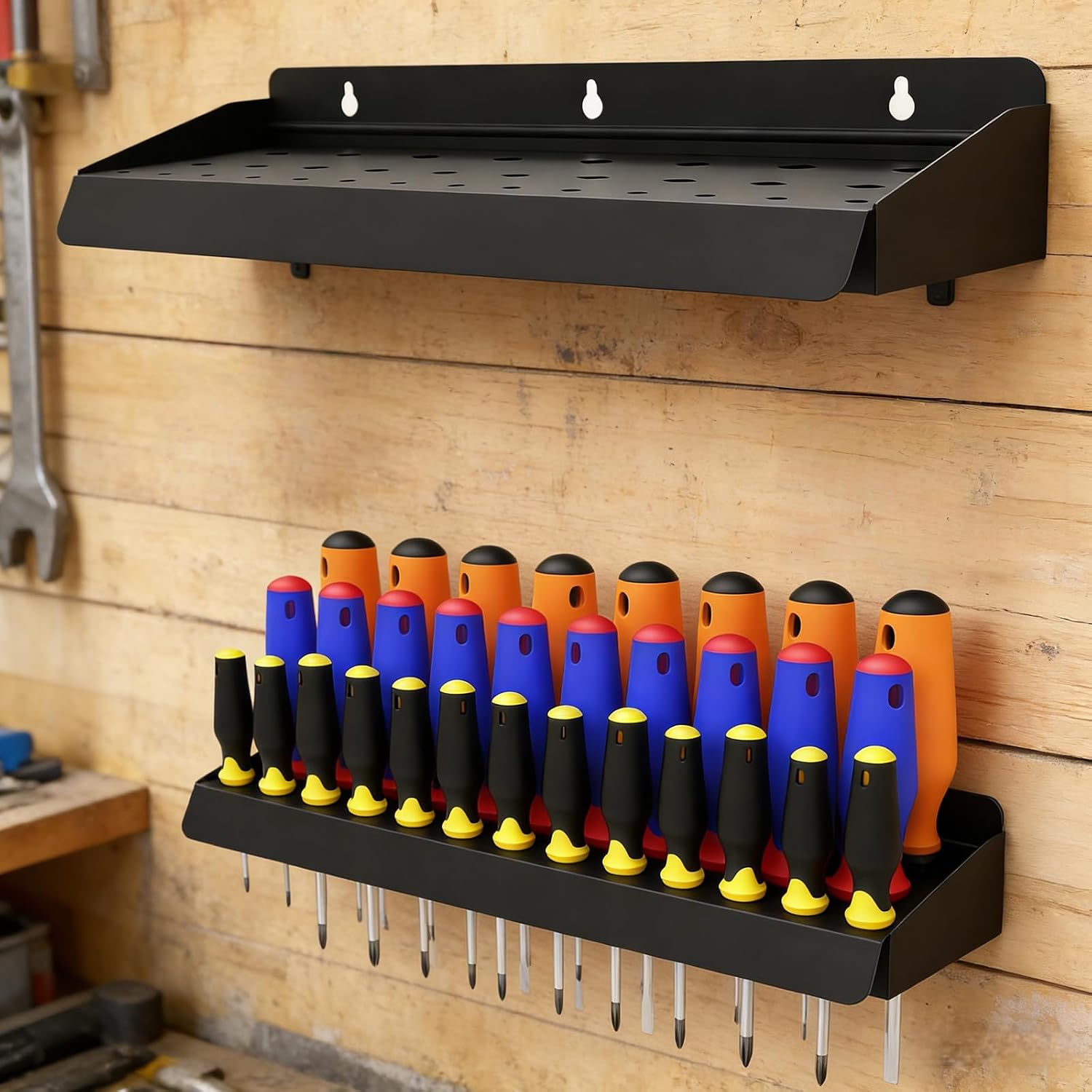 Support De Tournevis Mural Robuste De 40,6 Cm, Avec 3 Points De Fixation, Solution Compacte Pour Garage Et Atelier, étagère à Outils Robuste