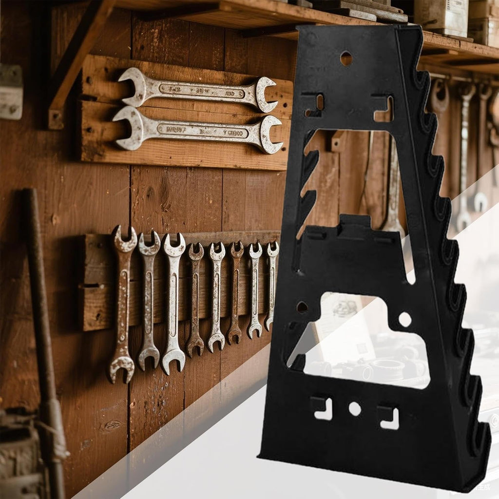  Wrench Storage Rack, Pegboard Tool Organizer, Heavy-Duty Wall-Mounted Spanner Holder, Space-Saving Tool Stand, Rugged Steel, Easy Install, Workshop Garage Repair, 8.66‑Inch