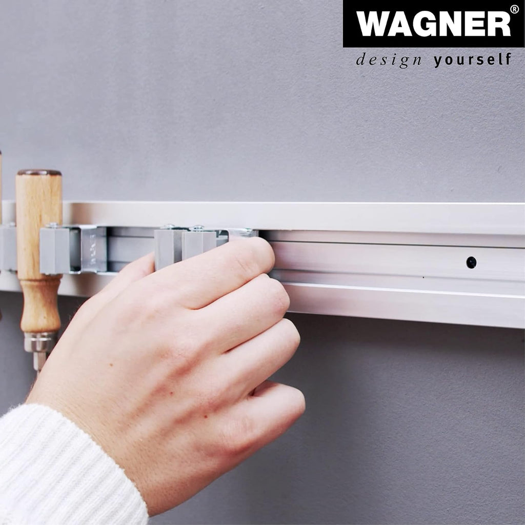  WAGNER Support D'appareils CLIPS & RAIL EXTENSIBLES - 600-1170 X 55 Mm, 5 Clips 52 X 52 X 38 Mm, En Aluminium, Pour Appareils Ø Max. 3 Cm, Capacité De Charge Jusqu'à 2 Kg/clip - 15204611