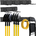  Support Mural Pour Outils De Garage, Facile à Installer, Système De Rangement De Garage Robuste Avec 6 Crochets Droits Réglables, Support à Outils De Jardin Pour Pelles, Râteaux, Outils De Cour