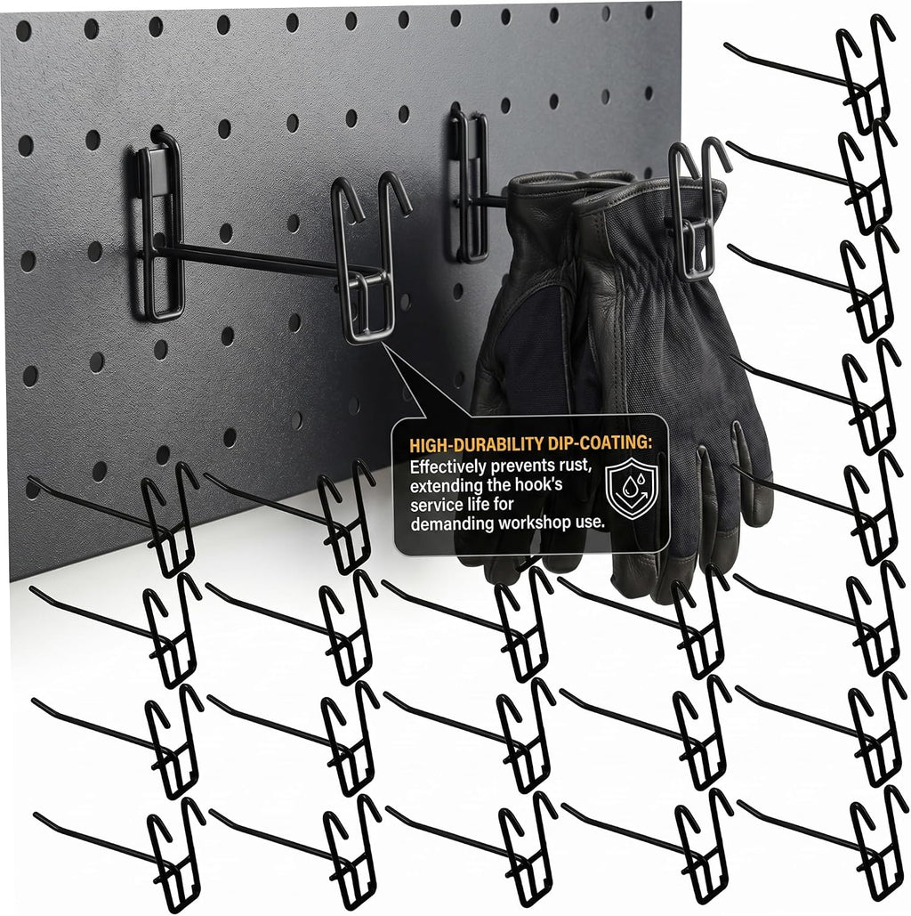  Lot De 50 Crochets Muraux En Grille, Dos Renforcé Stable, Revêtement Résistant à La Rouille, Idéal Pour Et Présentoirs De Fils – Noir, 10 Cm