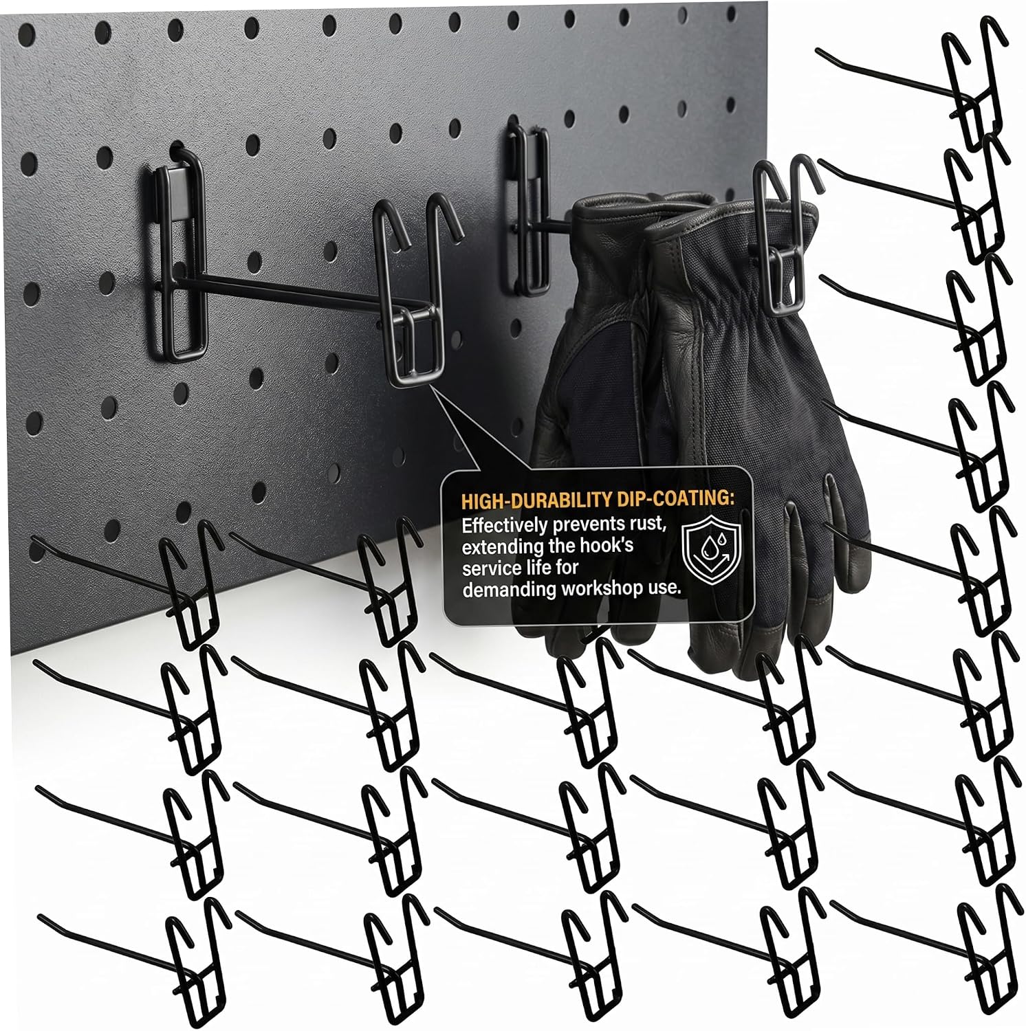  Lot De 50 Crochets Muraux En Grille, Dos Renforcé Stable, Revêtement Résistant à La Rouille, Idéal Pour Et Présentoirs De Fils – Noir, 10 Cm