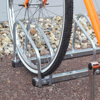  Relaxdays Râtelier 4 Vélos Système Range-vélo Support Pour Vélos HxlxP: 26 X 100 X 32 Cm VTT Bicyclette Acier Fixation Au Sol Ou Au Mur Intérieur Extérieur