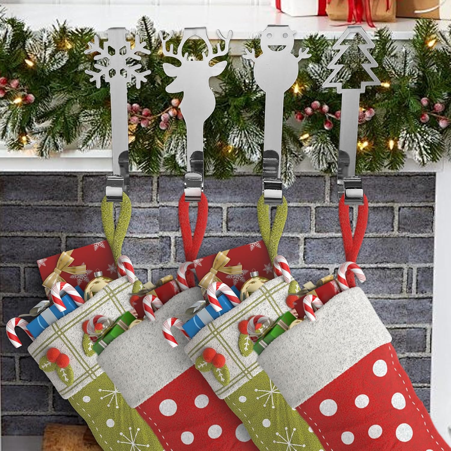 Genérico Crochets D'étagère De Noël, Cintres En Métal Pour Collants, Clips Légers Antidérapants Pour Décoration De Guirlandes, Pour Fêtes De Noël, Vitrines, étagères, Comptoirs, Tables,