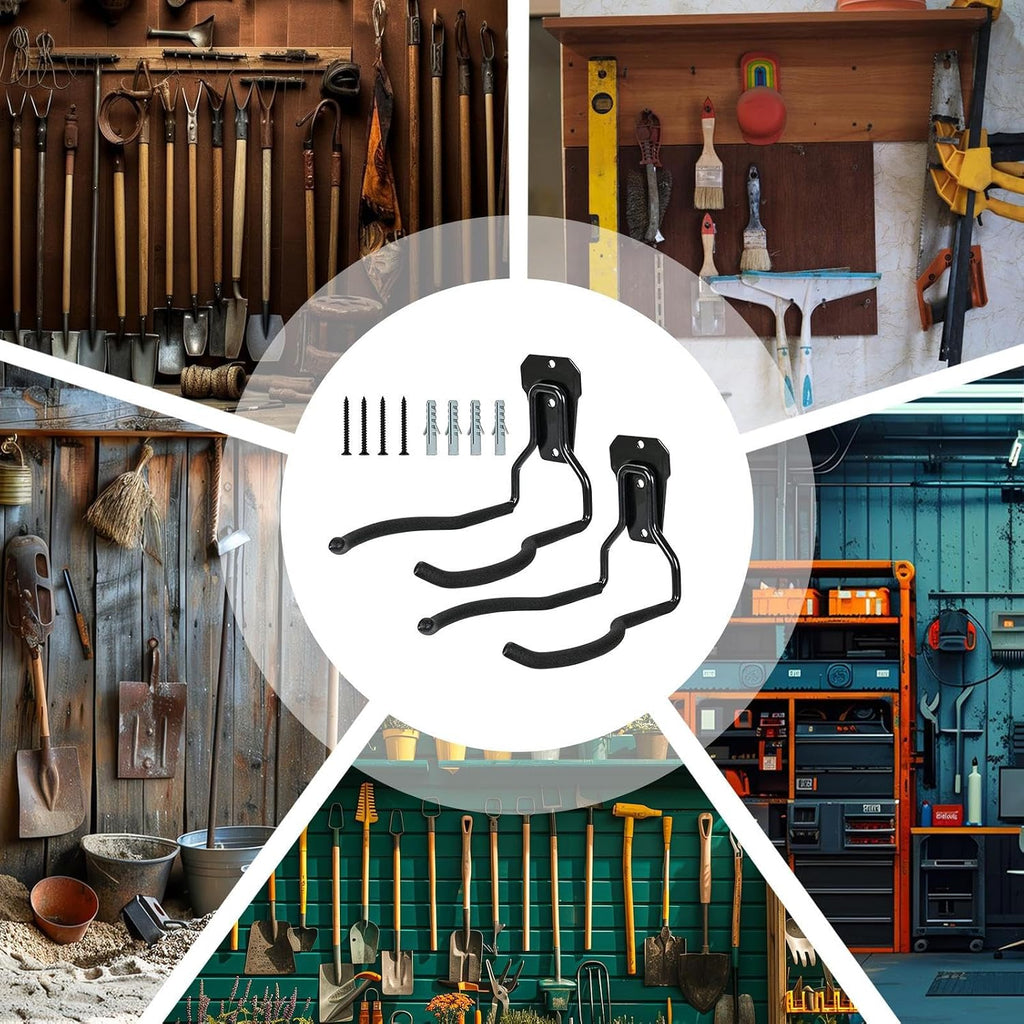  Générique Porte-Outils De Jardin Mural | Noir Antirouille,Jardin - Gain De Place Polyvalent Rangement Atelier Garage Maison Avec Crochets