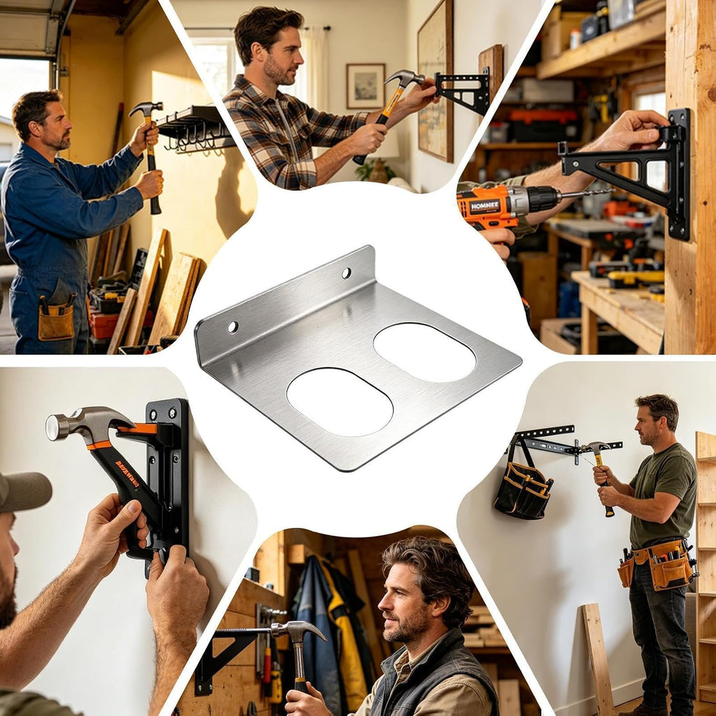 GENERIC Support De Rangement Mural Pour Outils | Organisateur à Double Fente En Acier Inoxydable,avec Vis Pour Outils Montage Mural - Pour Le Travail Du Bois Dans Le Garage Atelier Studio Et Aussi Dans Le