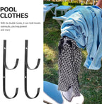  Cabilock Crochets En Fer Noir Multi-fonction Pour Poteau De Piscine Lot De 2 Double Crochet Support Extérieur Pour Accrocher Maillots Et Accessoires De Piscine