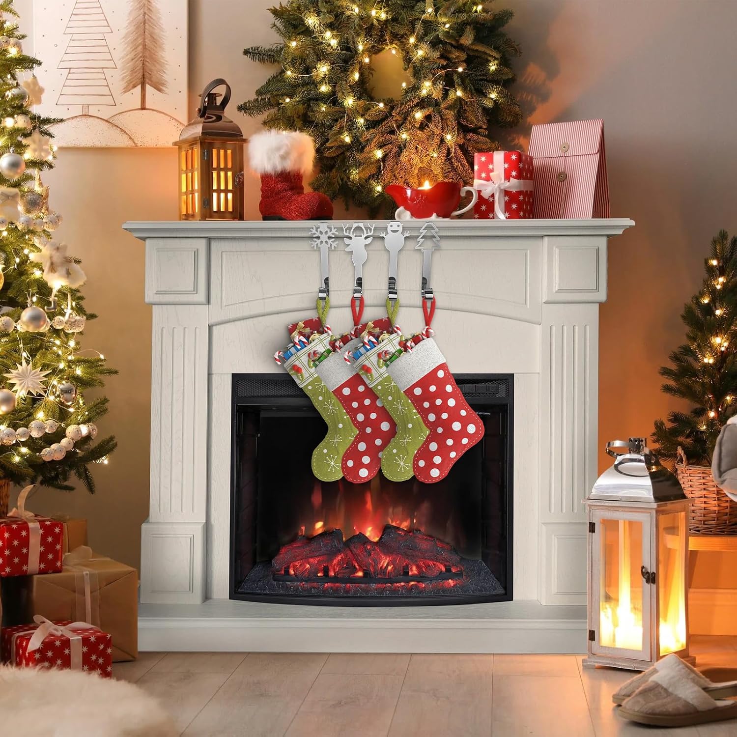 Genérico Crochets D'étagère De Noël, Cintres En Métal Pour Collants, Clips Légers Antidérapants Pour Décoration De Guirlandes, Pour Fêtes De Noël, Vitrines, étagères, Comptoirs, Tables,