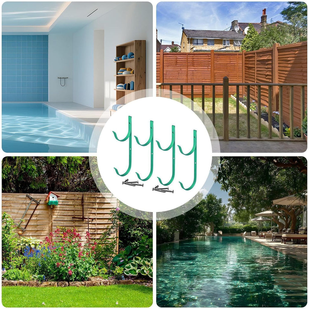  Generisch Crochet De Piscine Pour Barres | Rangement Multifonction Sur Le Bord De La Piscine | Support Skimmer De Piscine - Pour Râteaux, Filets De Skimmer, Rampes Murales, Barres Télescopiques