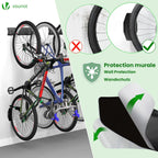  Vounot® Support Vélos Mural En Métal Pour 6 Vélos + 3 Casques Porte De Rangement Avec 6 Coussinets Silicone Anti Taches Crochet Fixation Robuste Pour Garage Cave Noir