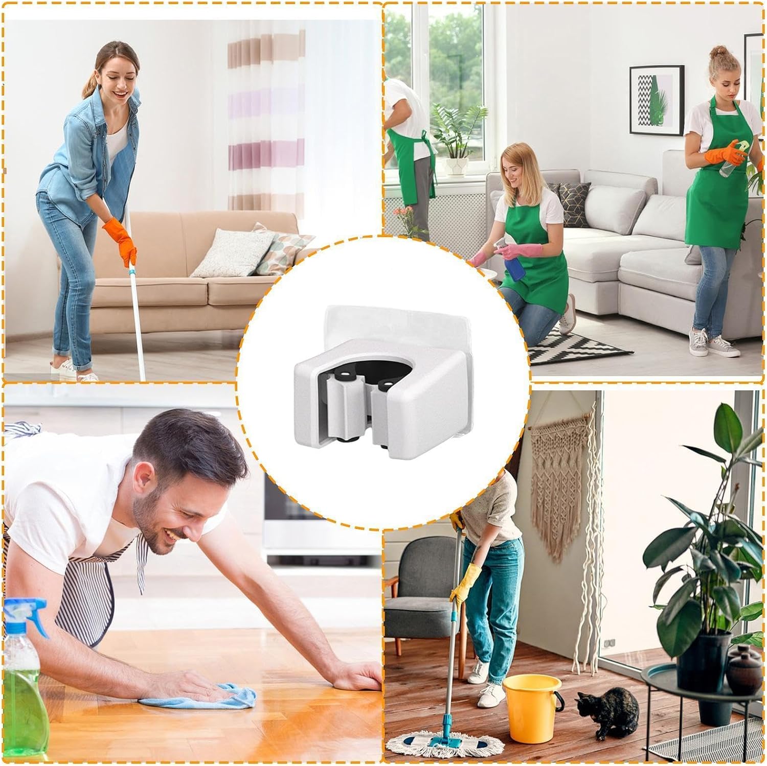 GENERIC Support Pour Balai Et Balai – 2 Pièces Sans Perçage, Support Utilitaire De Salle De Bain Pour Outils De Nettoyage | Pour Pelle à Poussière, Aspirateur, Gadgets Pour Maison, Bureau, Dortoir