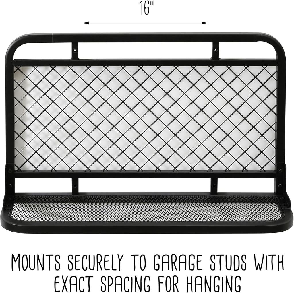  Honey-Can-Do Étagère Murale Réversible Pour Garage Avec Crochets, Noir SHF-09837