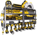  Spampur Support Mural Pour Outils électriques, Capacité De 190,5 Kg, 4 Niveaux 8 Emplacements Pour Perceuse Avec Assemblage Rapide En 15 Minutes, Idéal Pour Garage, Atelier, Abri De Jardin, Cadeau
