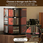  Tour De Rangement Rotative Pour CD, DVD, Disque Vinyle, Design Rotatif à 360°, Rangement Ouvert Sur Les 4 Côtés, Capacité De 120 CD, Compartiment Unique 14 X 14 Cm (couleur Noyer)