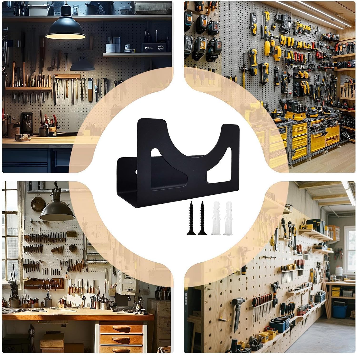  Support Mural Pour Meuleuse D'angle, Cadre En Acier Robuste, Support De Serré, Rangement D'outils électriques Pour Clé, Perceuse, Polisseuse, Garage, Organisation D'atelier, 12 X 4 X 7 Cm